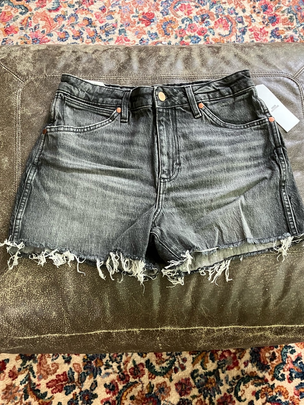 Wrangler Black Washed Denim Frayed Hem Women's Shorts